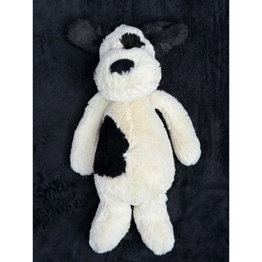 Jellycat Bashful Black White Puppy Dog Plush Stuffed Animal Soft Toy 11in